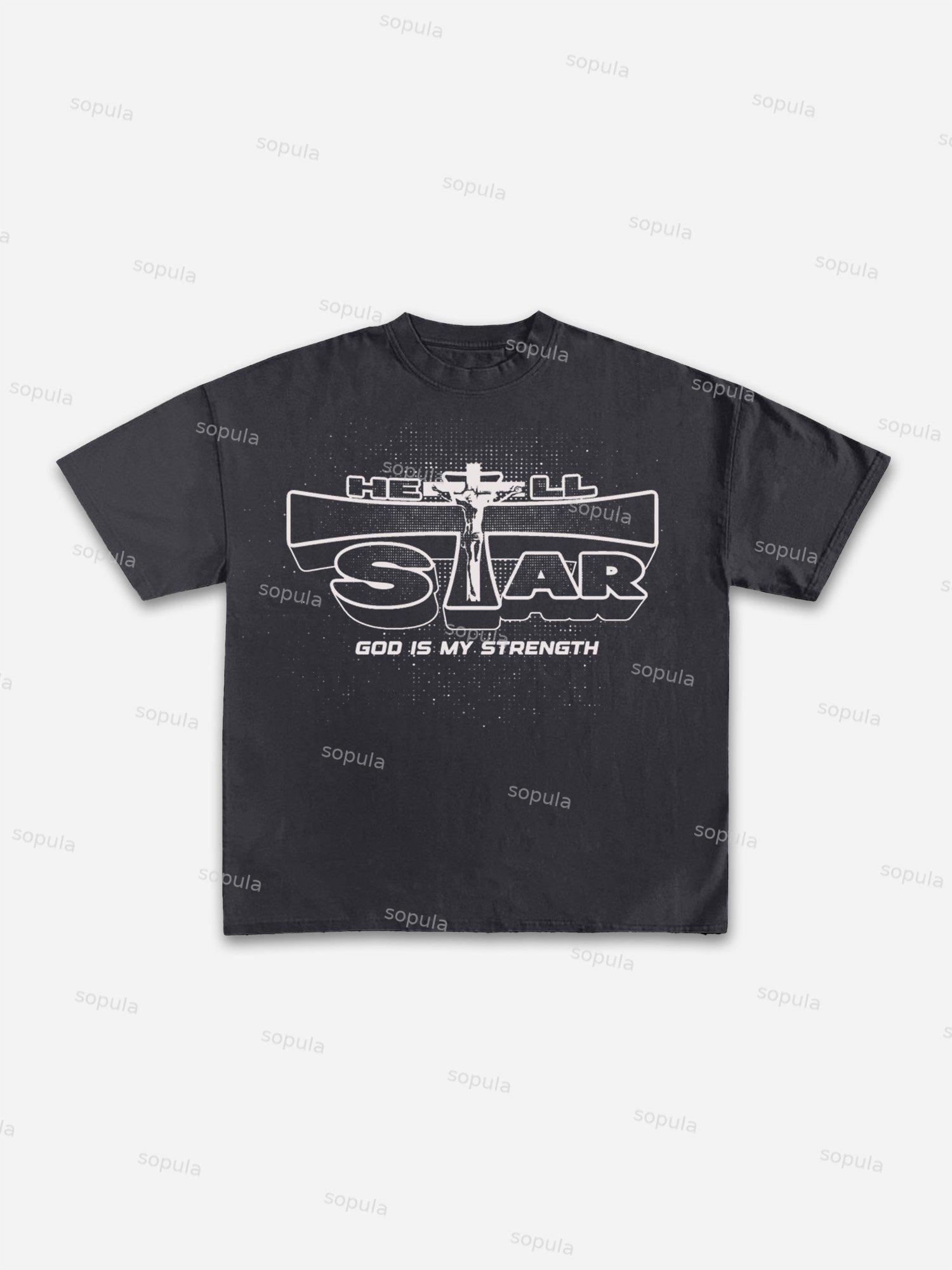 Cross Jesus Vintage Dot Graphic Cotton T-shirt Product Image