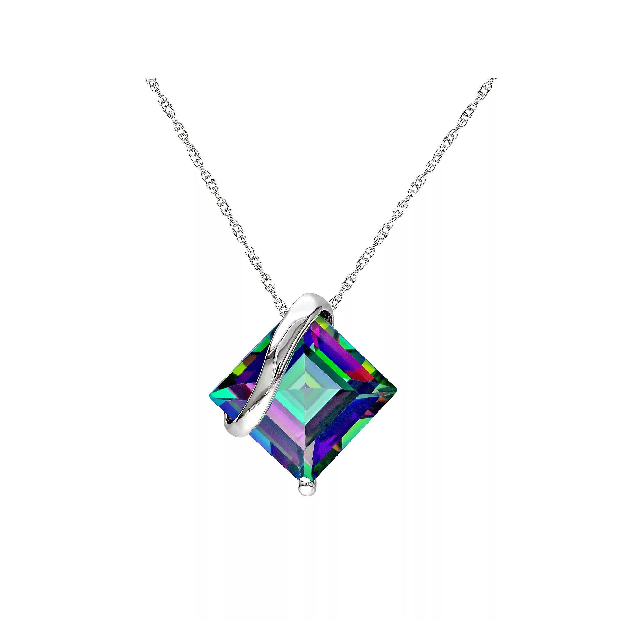 Stella Grace Exotic Green Topaz 10k White Gold Pendant Necklace, Womens Product Image