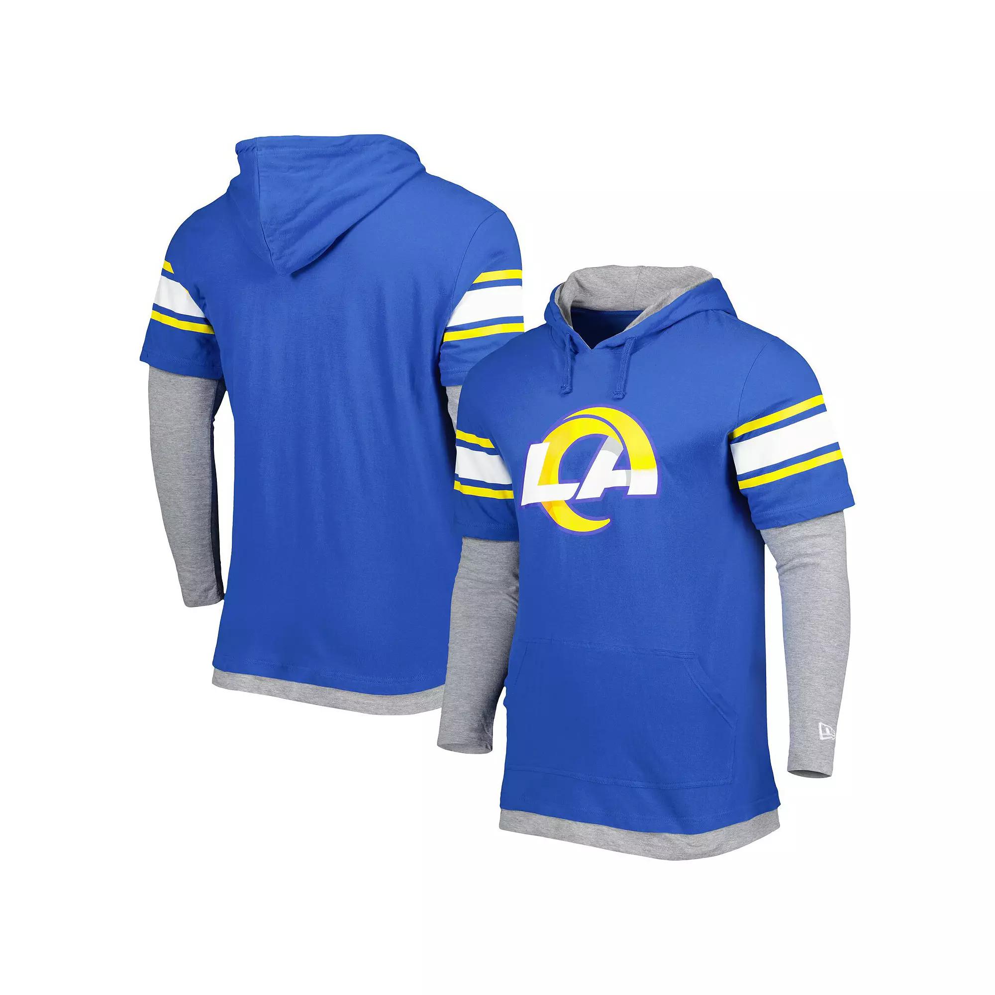 Men's New Era Royal Los Angeles Rams Long Sleeve Hoodie T-Shirt,  Product Image