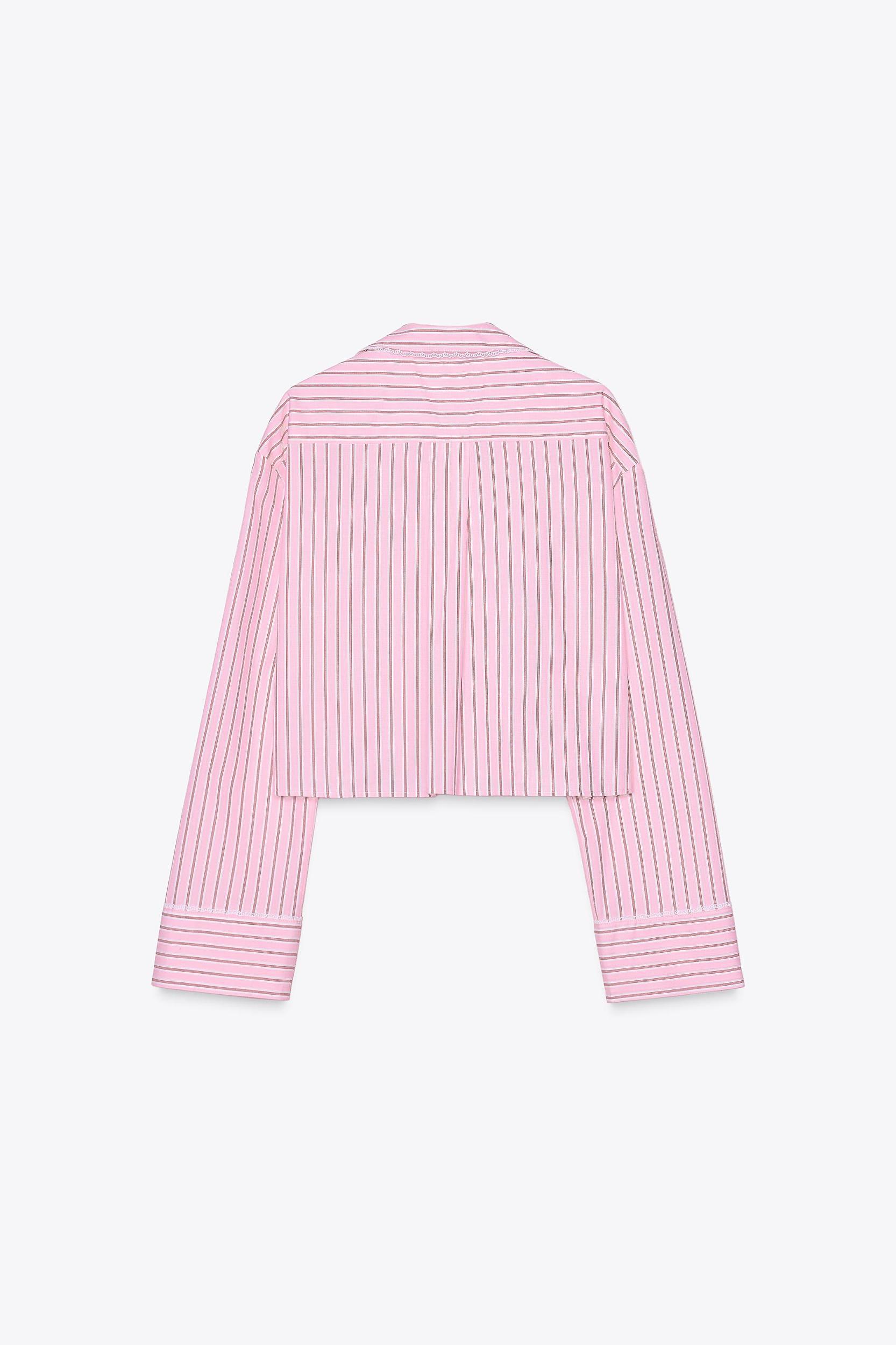 STRIPED CROP POPLIN SHIRT Product Image