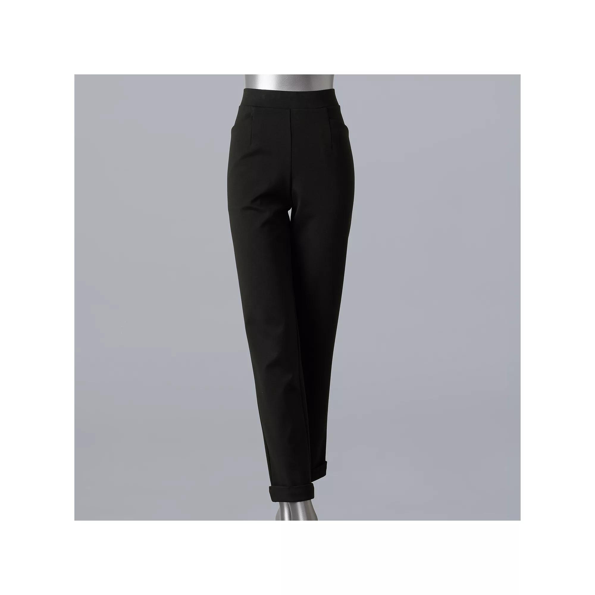 Women's Simply Vera Vera Wang Tapered Ankle Ponte Pants, Size: Small, Black Product Image