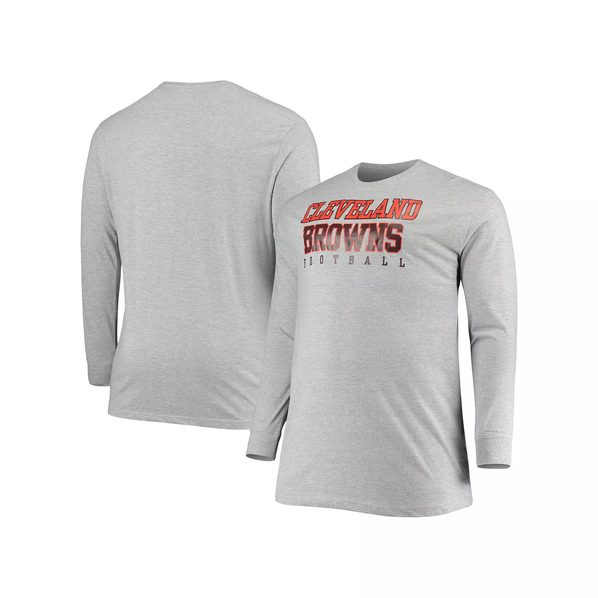 Men's Fanatics Branded Heathered Gray Cleveland Browns Big & Tall Practice Long Sleeve T-Shirt,  Product Image