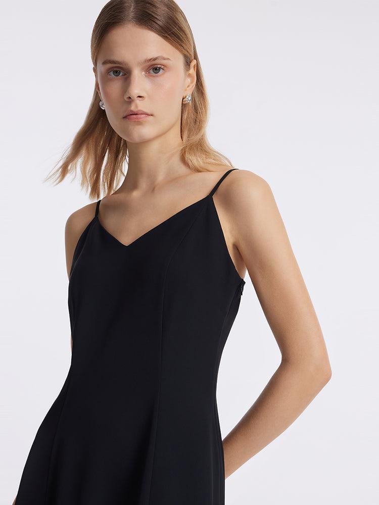 Women Spaghetti Strap Midi Dress With Detachable Chest Pads Product Image