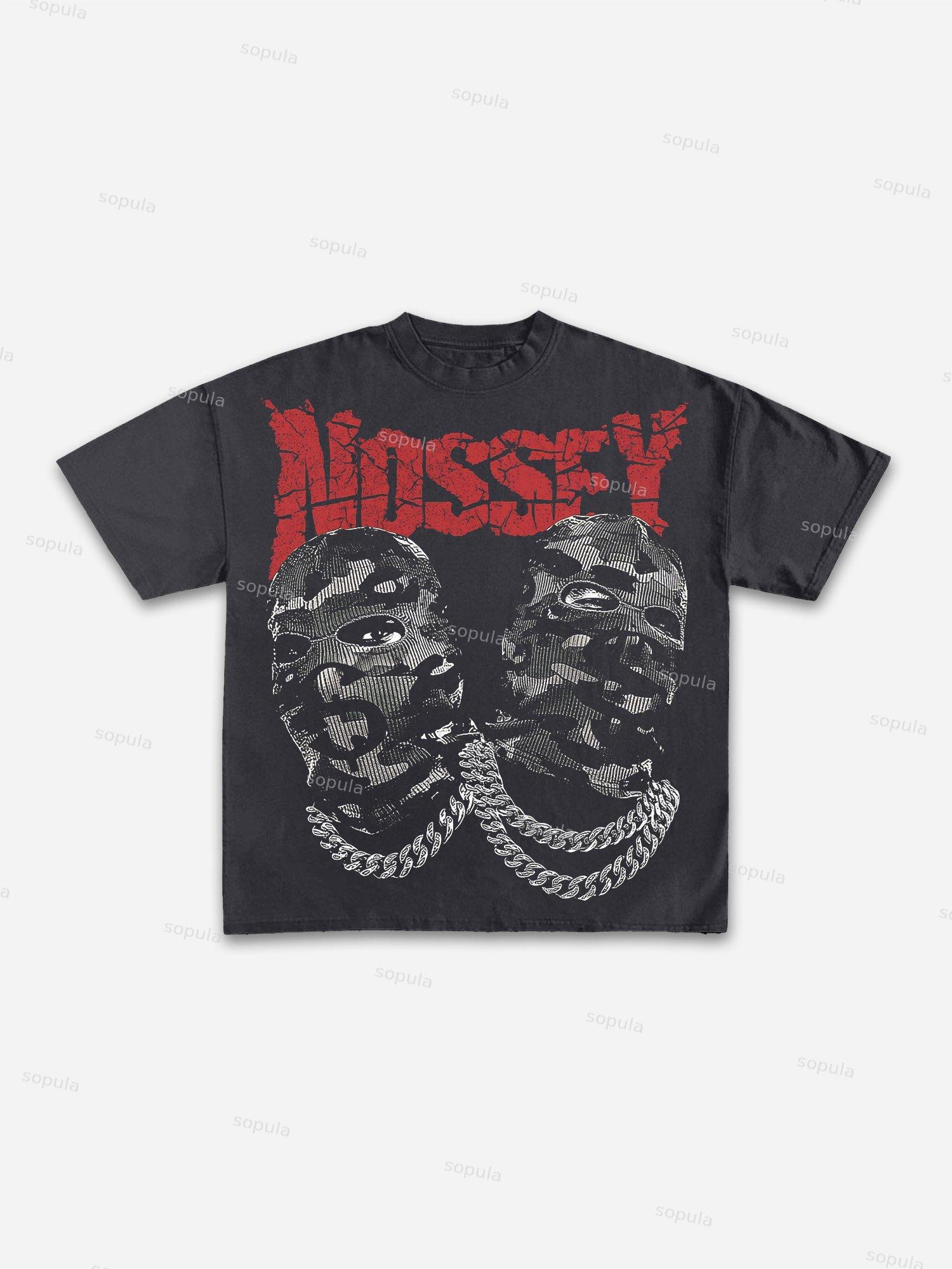 Noissey Camo Double Head Mask Graphic Cotton T-shirt Product Image