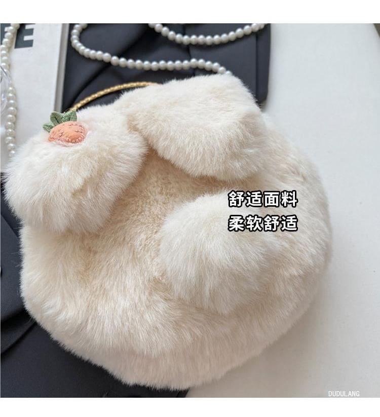 Beaded Strap Rabbit Fluffy Crossbody Bag Product Image