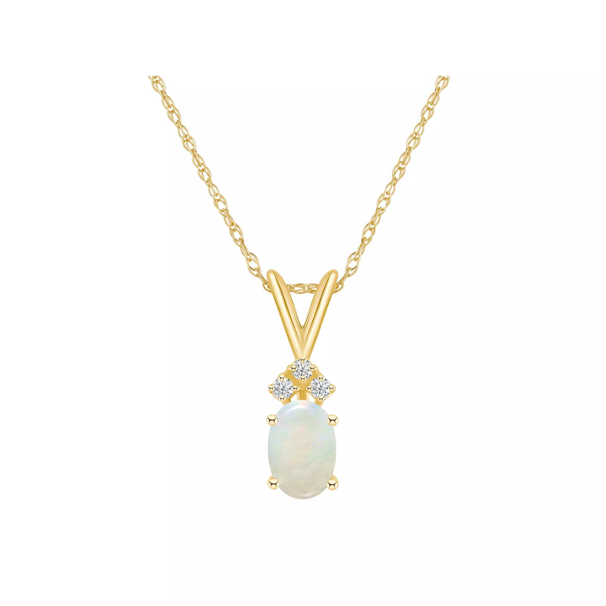 Celebration Gems 14k Gold Gemstone & Diamond Accent Pendant Necklace, Women's, Size: 18", White Product Image