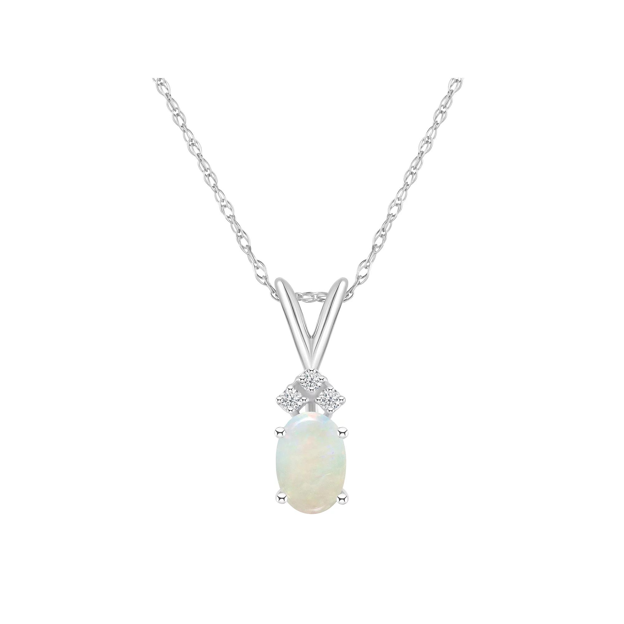 Celebration Gems 14k White Gold Gemstone & Diamond Accent Pendant Necklace, Women's, Size: 18" Product Image