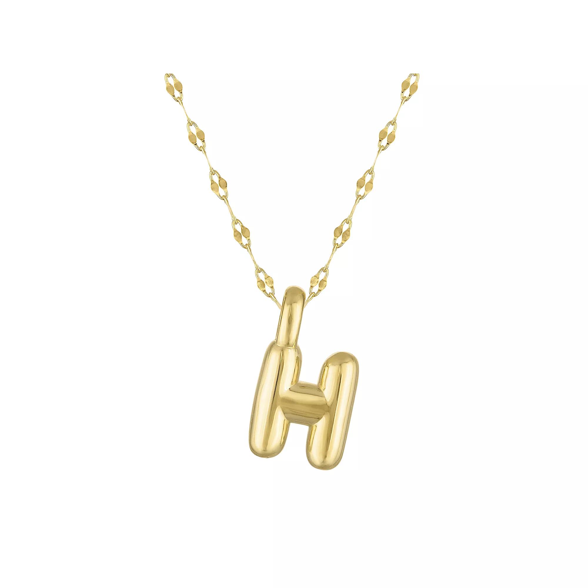 Junior Jewels 14k Gold Over Silver Bubble Initial Pendant Necklace, Women's, Size: 15.5", Gold Tone H Product Image