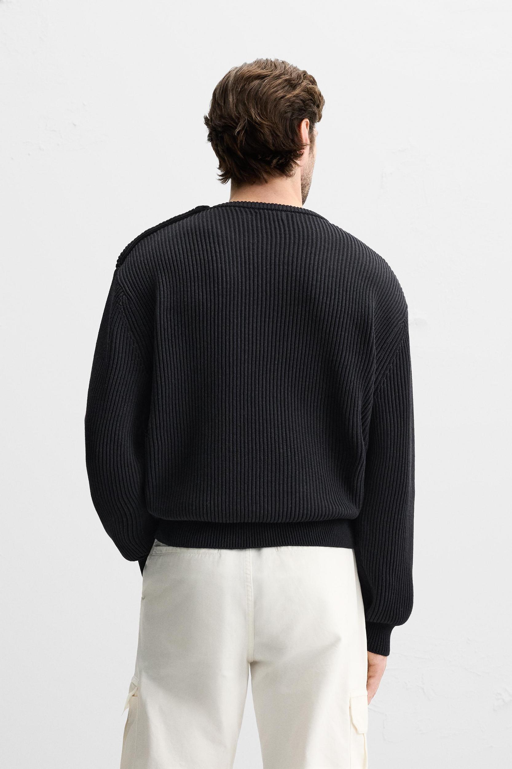 BUTTONED TEXTURED SWEATER Product Image