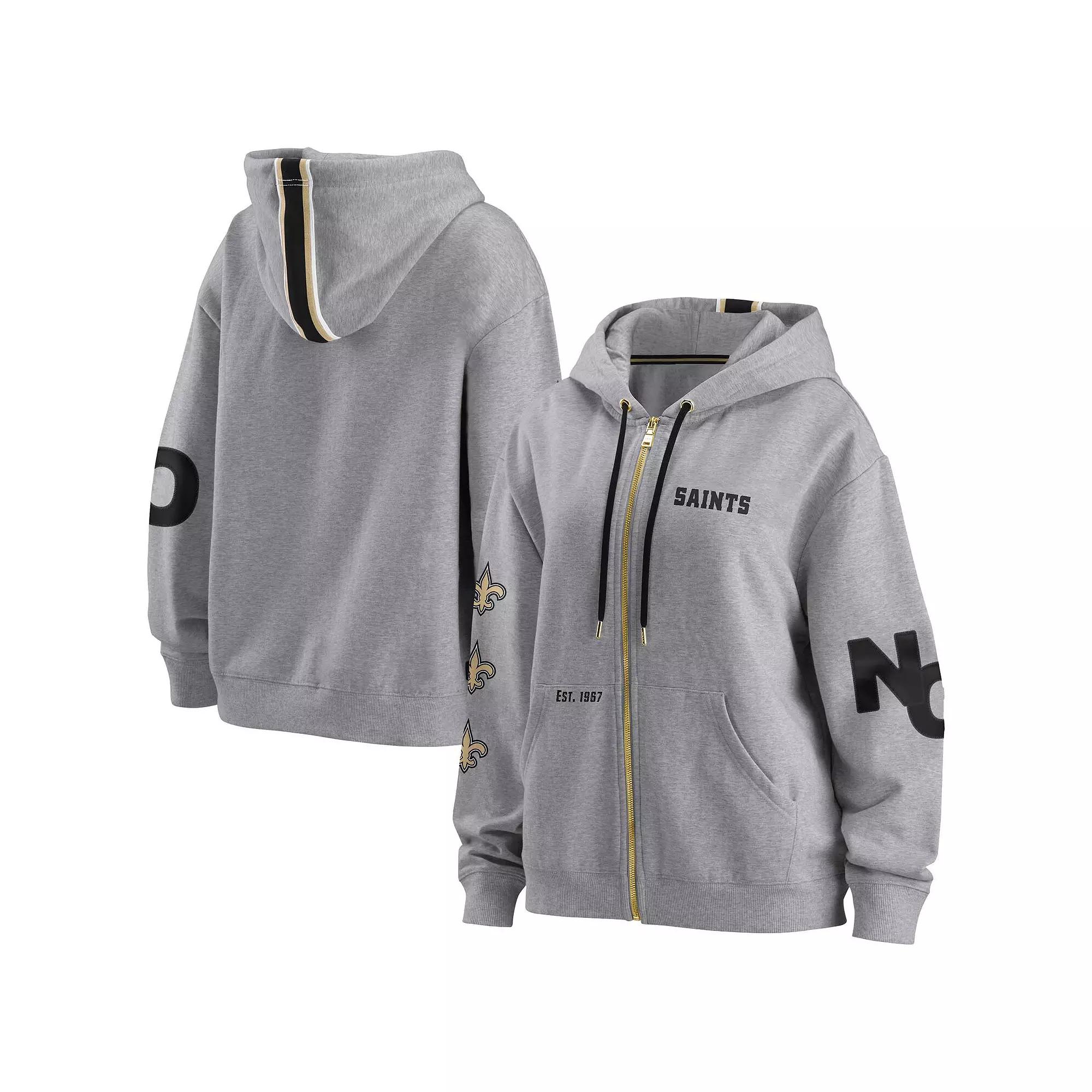Women's WEAR by Erin Andrews Gray New Orleans Saints Full-Zip Hoodie,  Product Image
