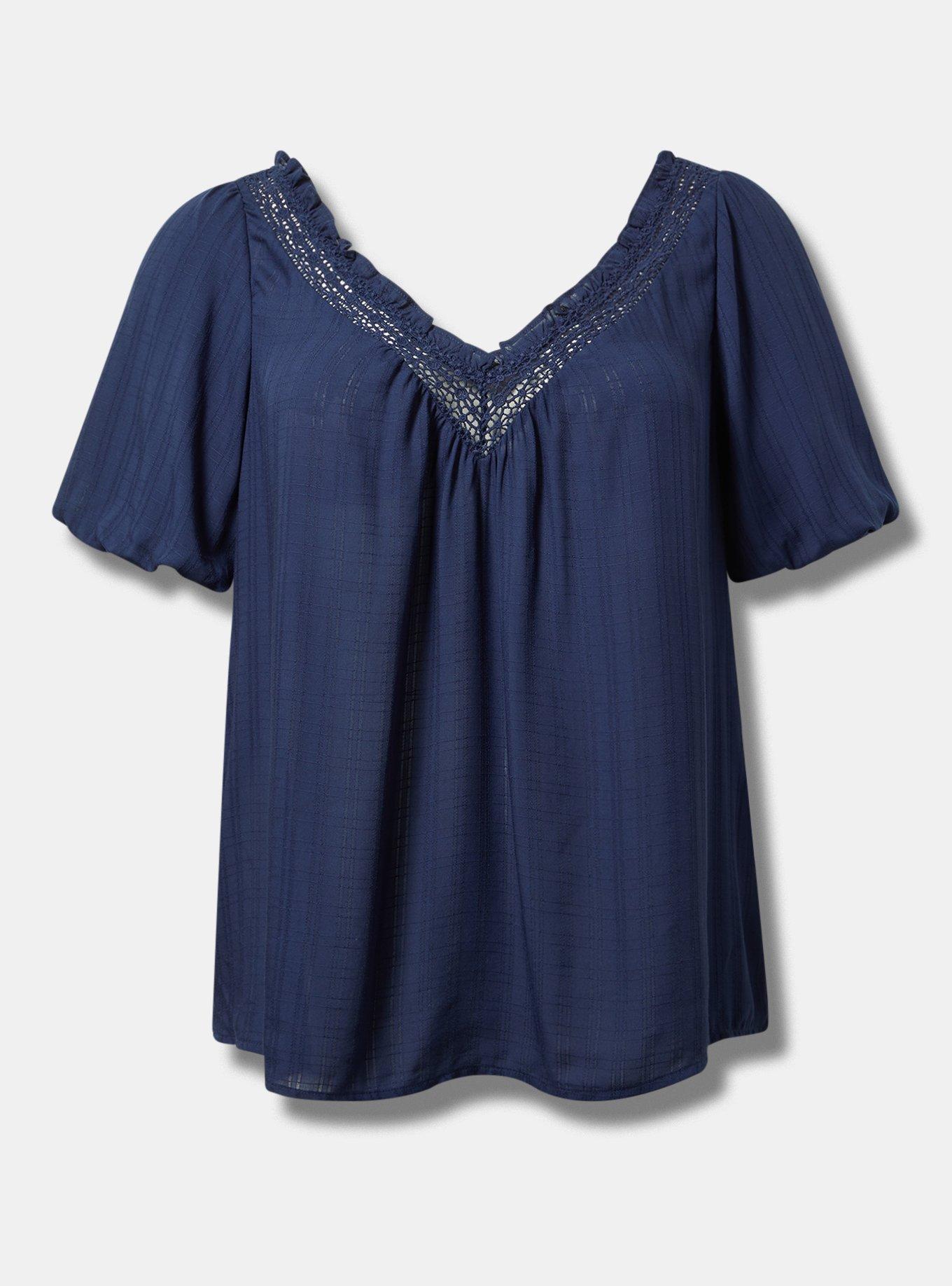 Crosshatch Dobby Lace-Trim Top Product Image