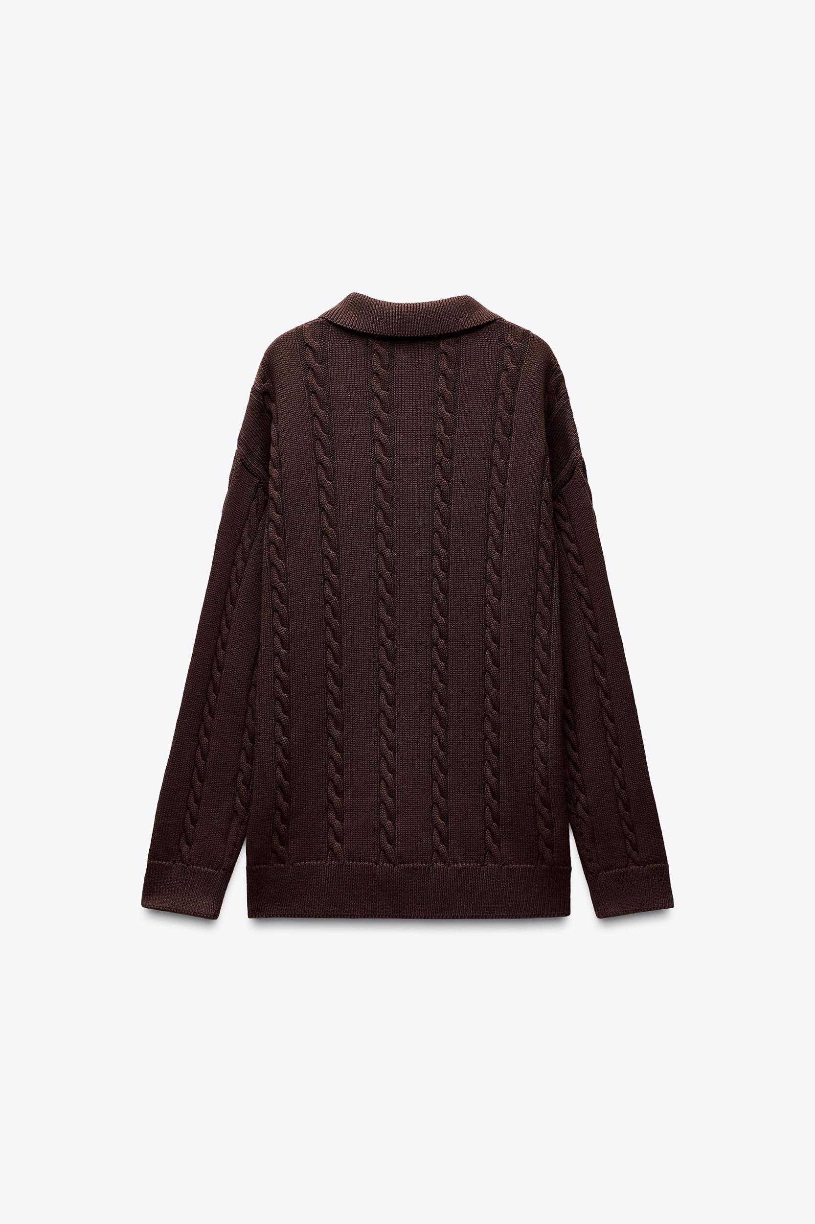 CABLE KNIT POLO SWEATER Product Image