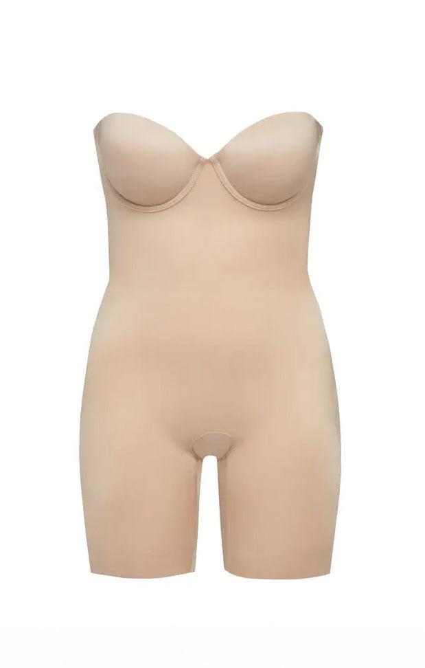 SPANX Suit Your Fancy Strapless Cupped Mid-Thigh Bodysuit ~ Champagne Beige Product Image