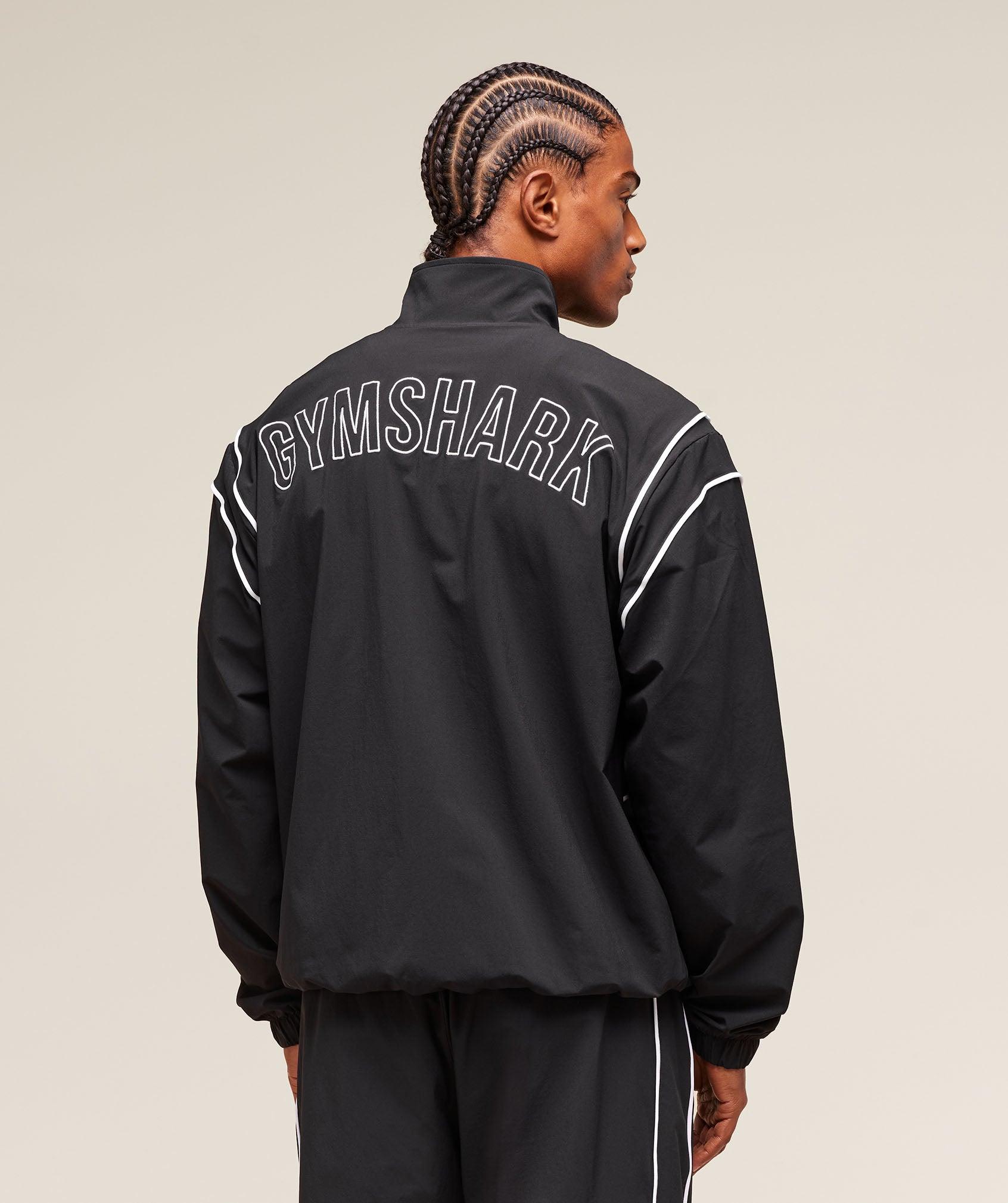 Gymshark Retro Crinkle Track Jacket - Black Male Product Image