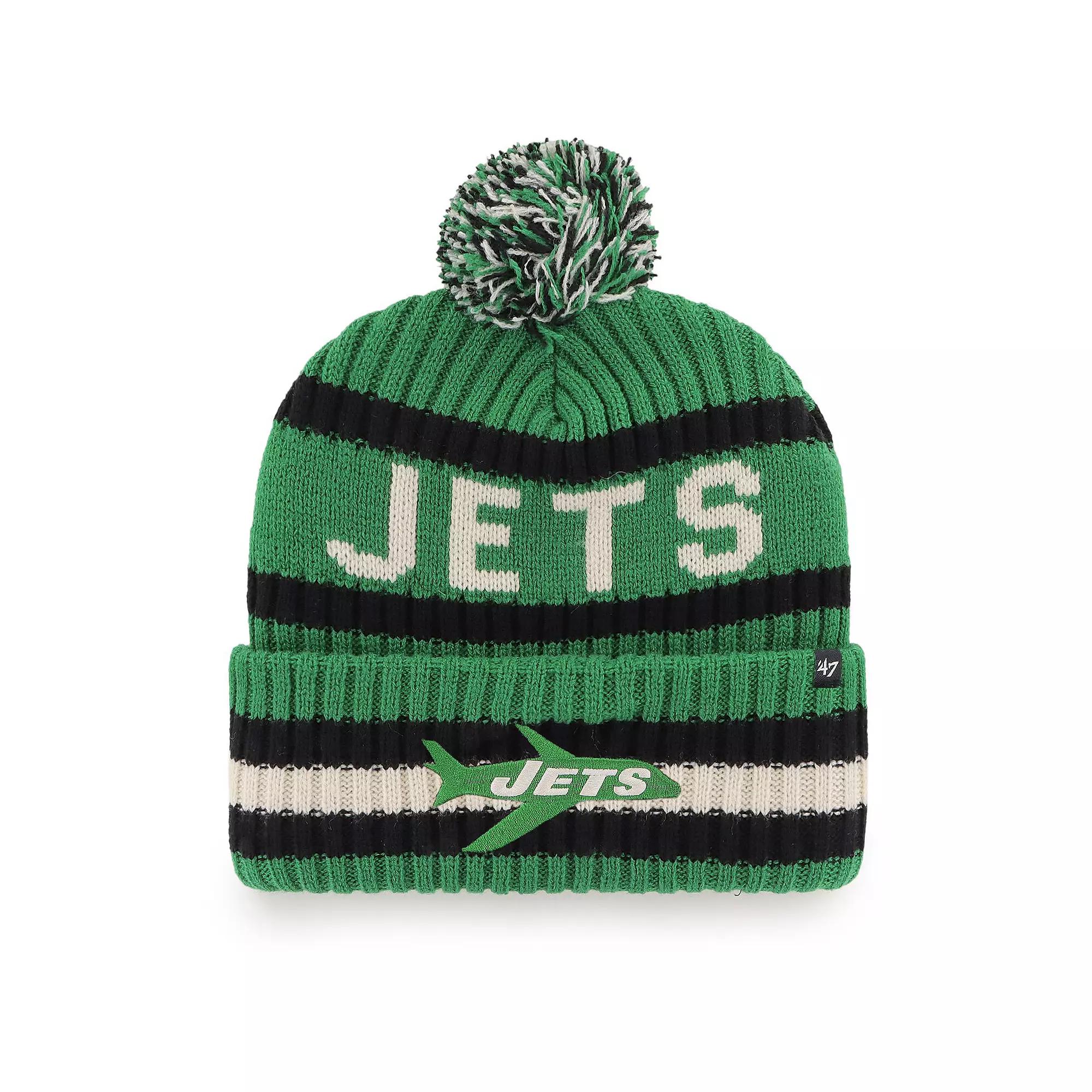 Men's '47 Kelly Green New York Jets Legacy Bering Cuffed Knit Hat with Pom Product Image