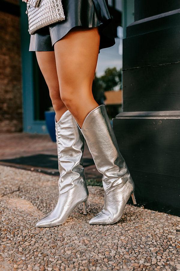Fiora Metallic Knee High Boot in Silver Product Image