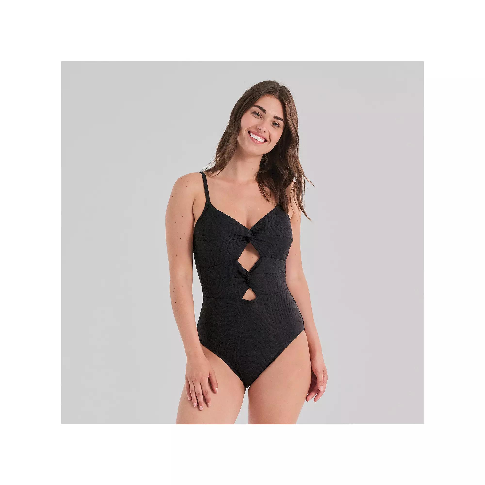 Womens Freshwater Solid Color Twist One-Piece Swimsuit Product Image