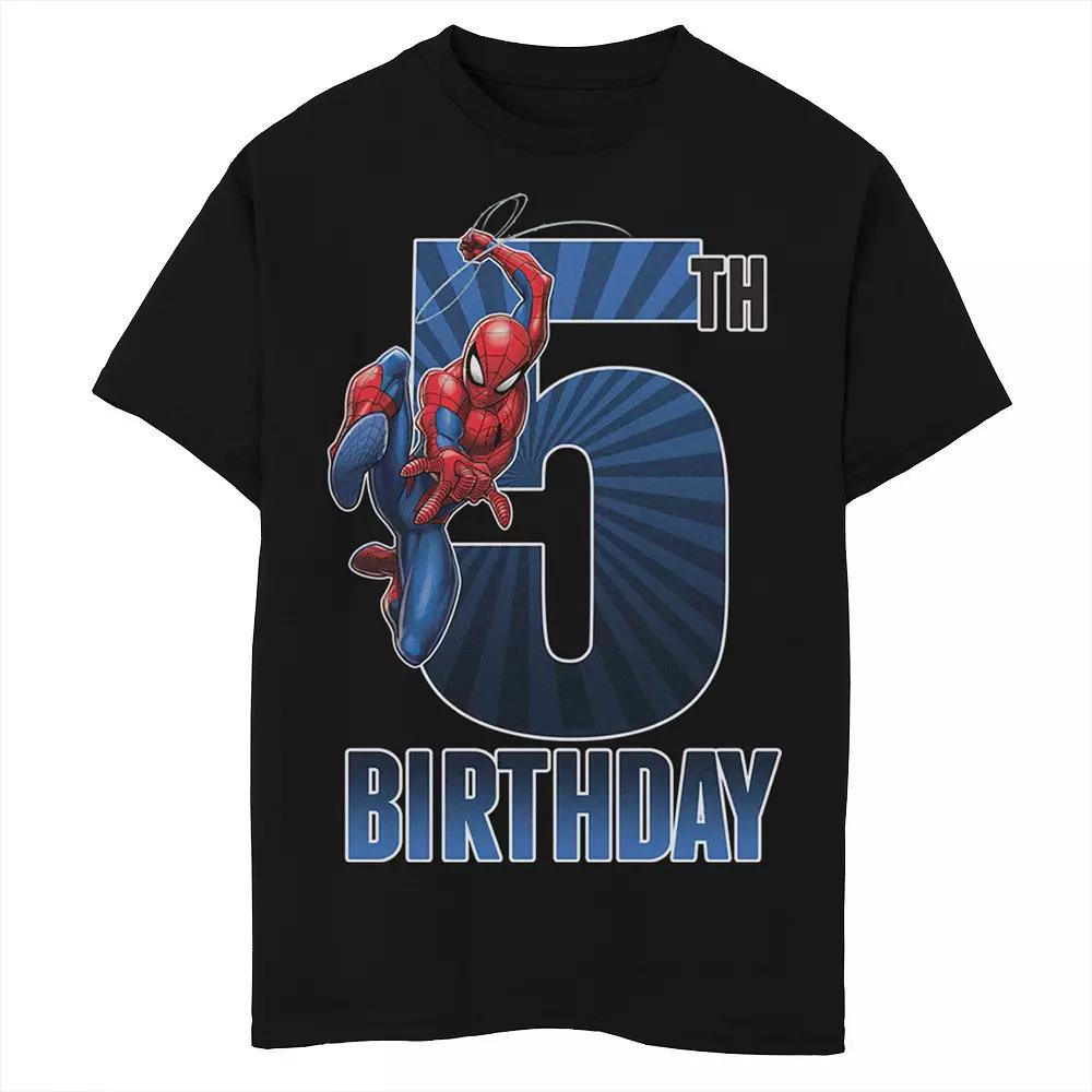Boys Marvel Spider-Man Swinging 5th Birthday Husky Graphic Tee, Boy's,  Product Image