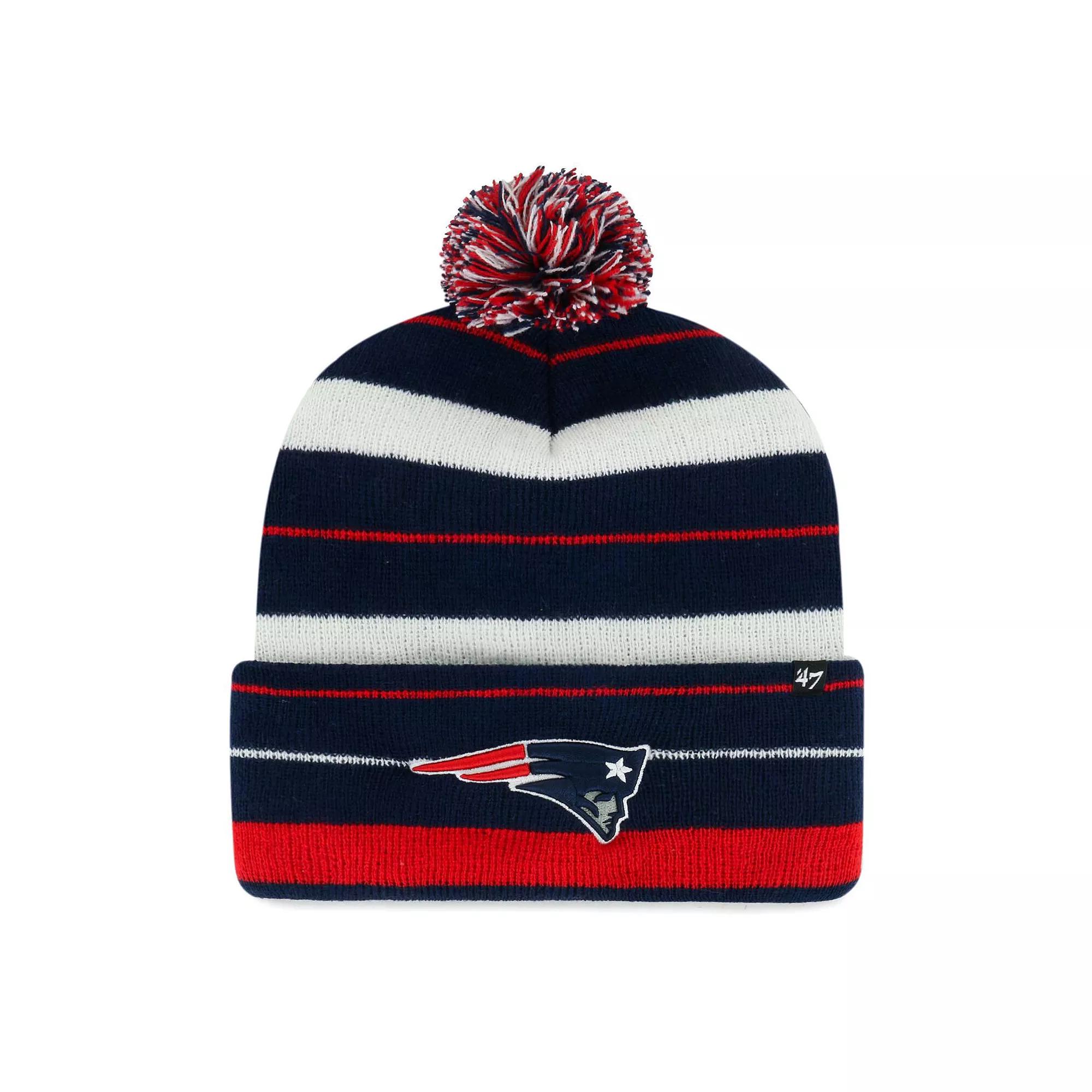 Women's '47 Navy New England Patriots Powerline Cuffed Knit Hat with Pom, Blue Product Image