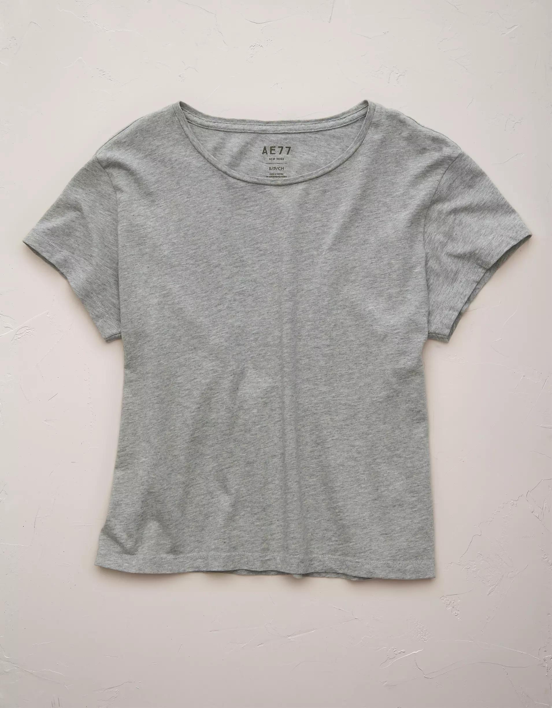 AE77 Premium Boxy Cropped Crewneck T-Shirt Product Image
