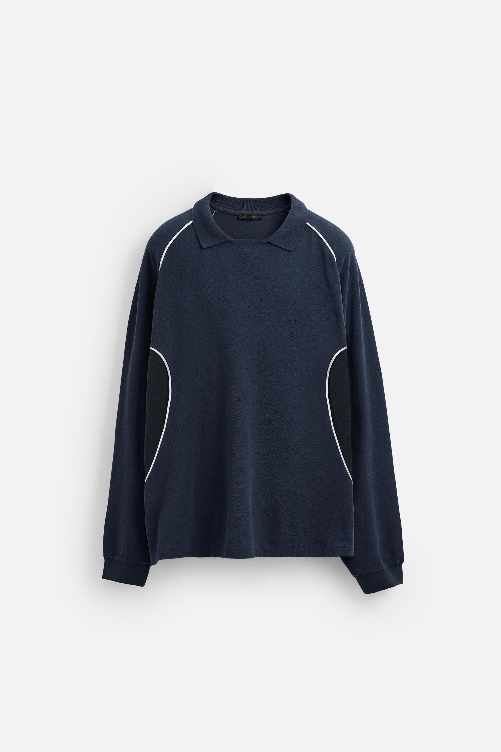 CONTRAST PIQUÉ POLO SWEATSHIRT Product Image