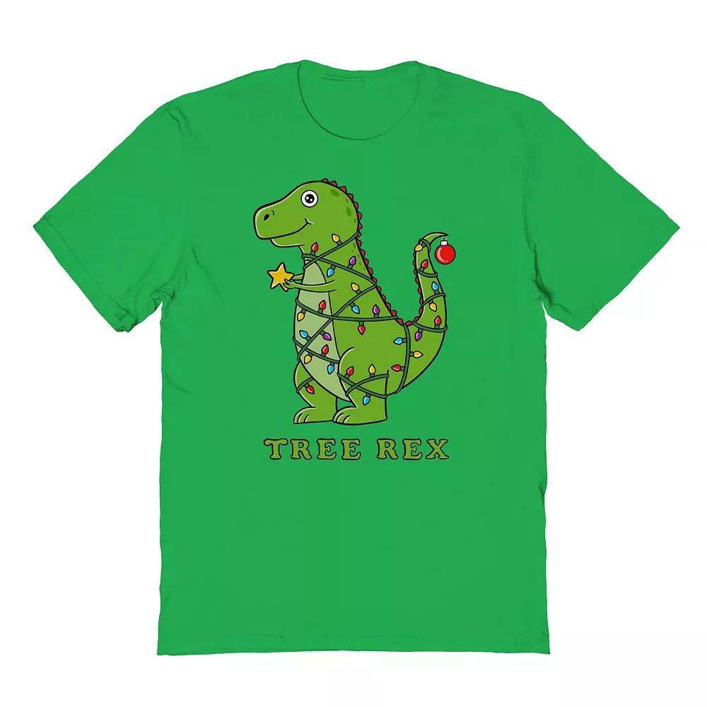 Men's Dinosaur Christmas Graphic Tee, Size: XL, Irish Green Product Image