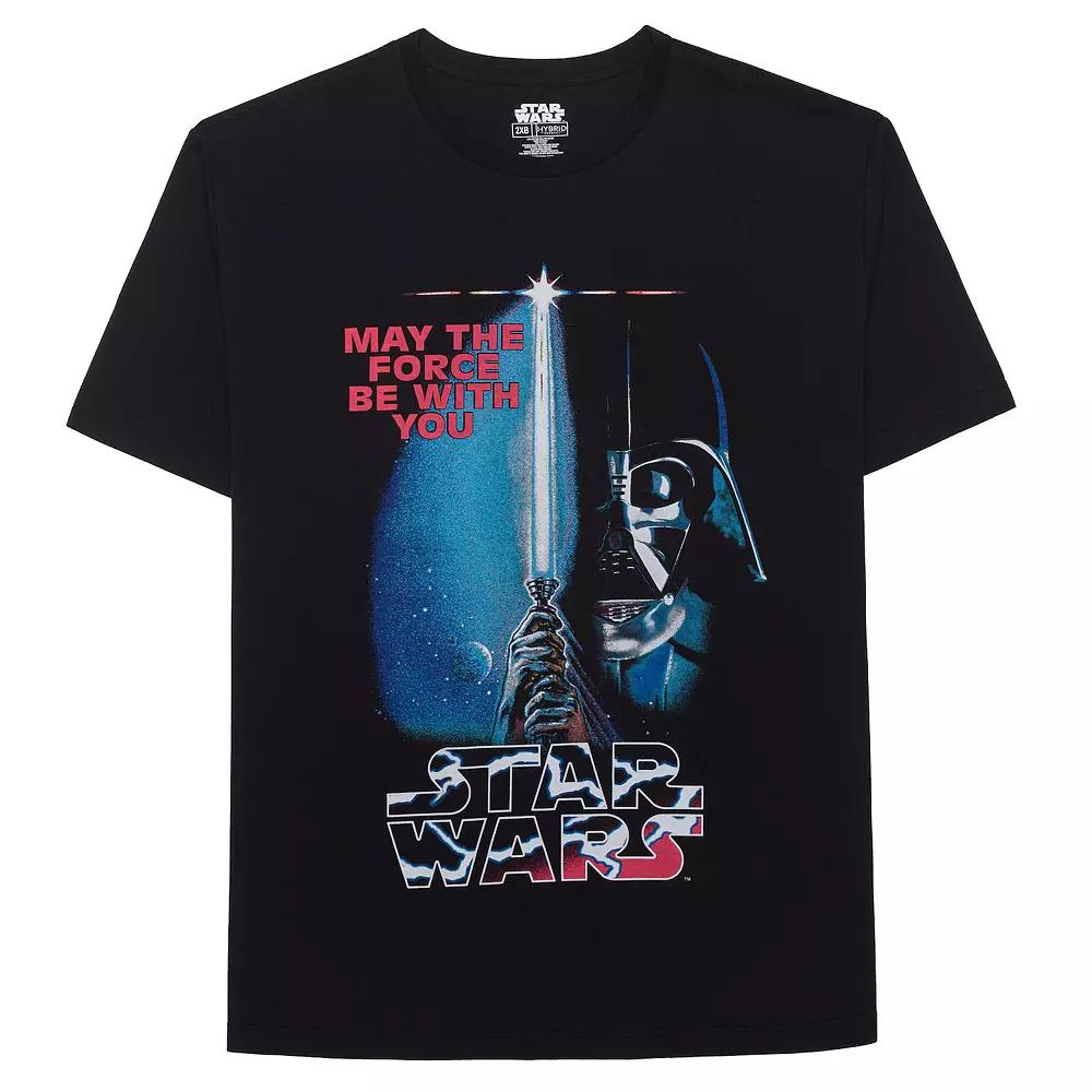 Big & Tall Star Wars Darth Vader "May The Force Be With You" Lightsaber Retro Poster Graphic Tee, Men's,  Product Image