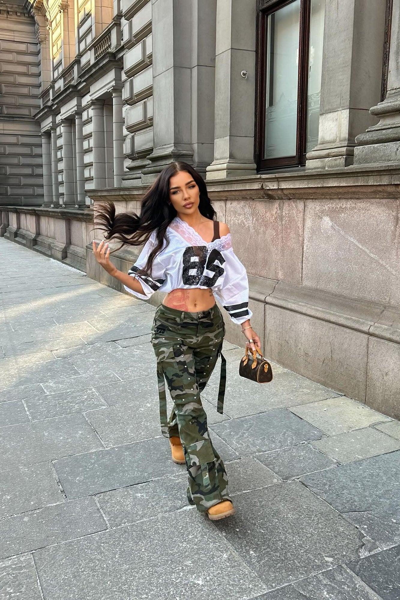 Do You Mind Camo Flare Pant - Olive/combo Product Image