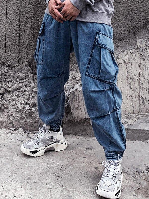Men's Loose Fit Jogger Cargo Jeans Product Image