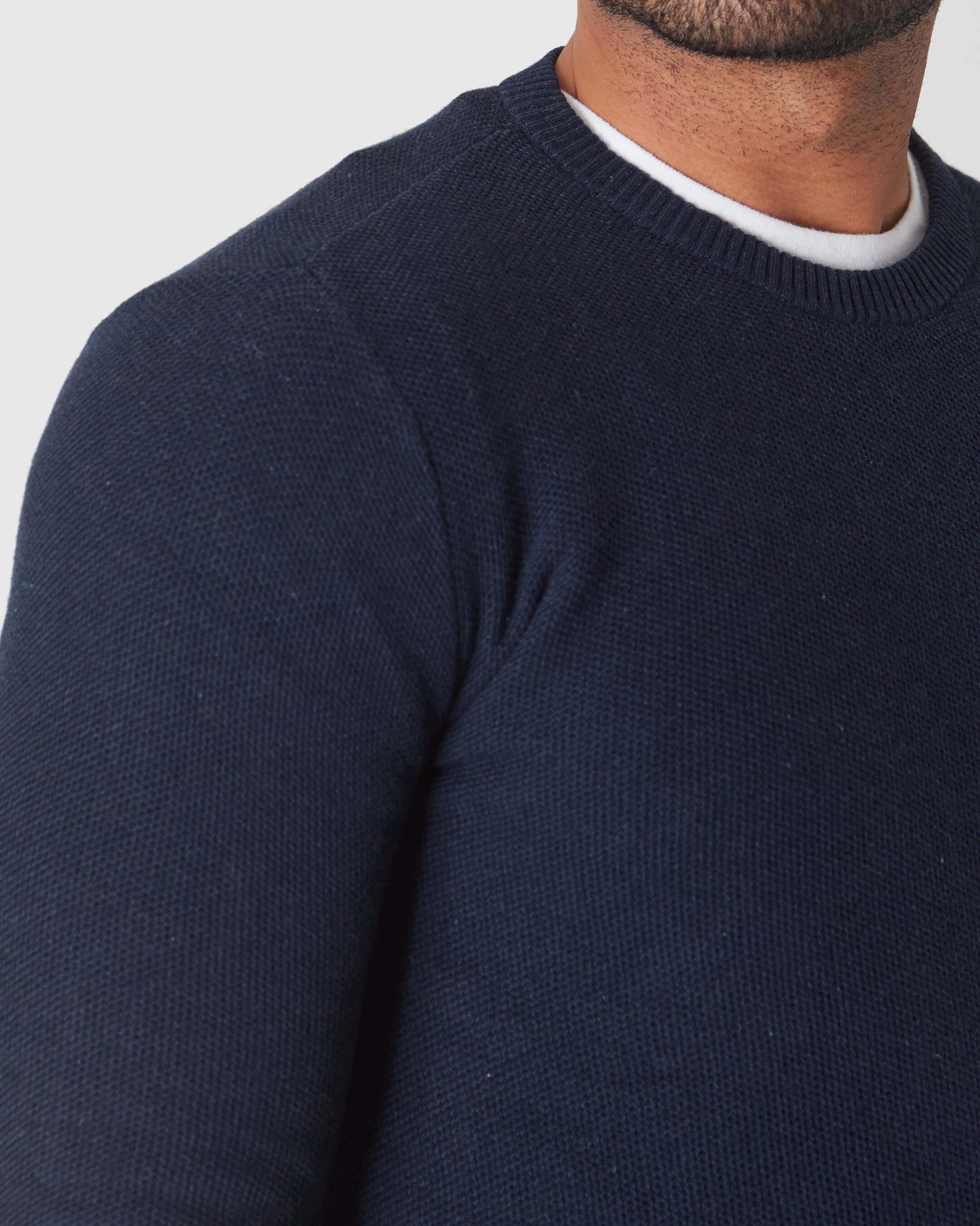 Heather Navy Pique Crew Sweater Product Image