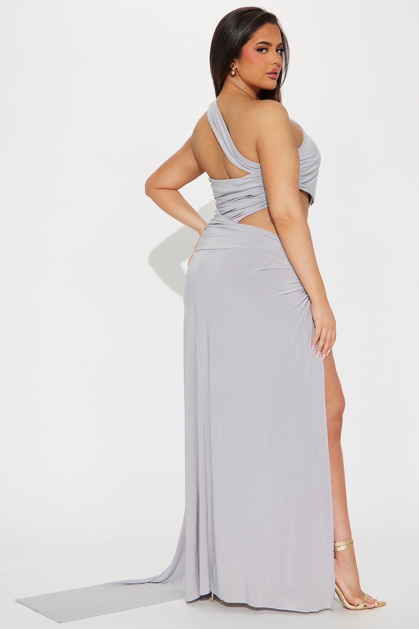 Luminescent Luxe Draped Gown - Grey Product Image