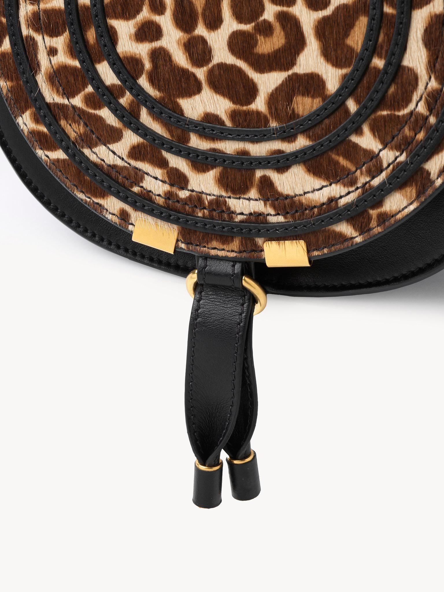 Small Marcie saddle bag in leopard-print leather Product Image