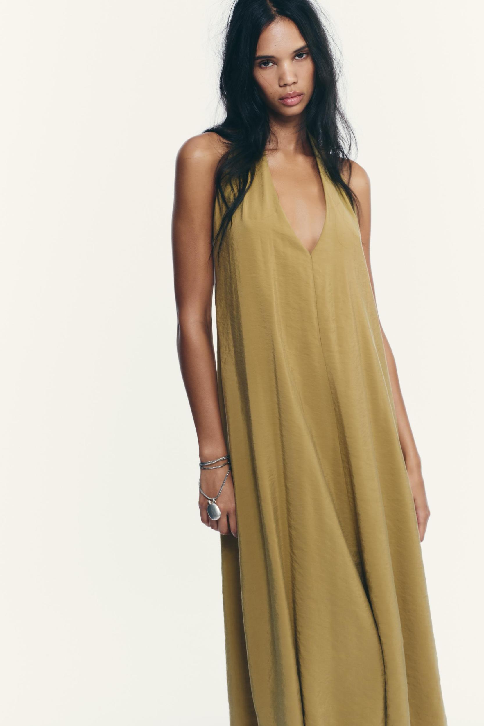 FLOWY HALTER MIDI DRESS Product Image