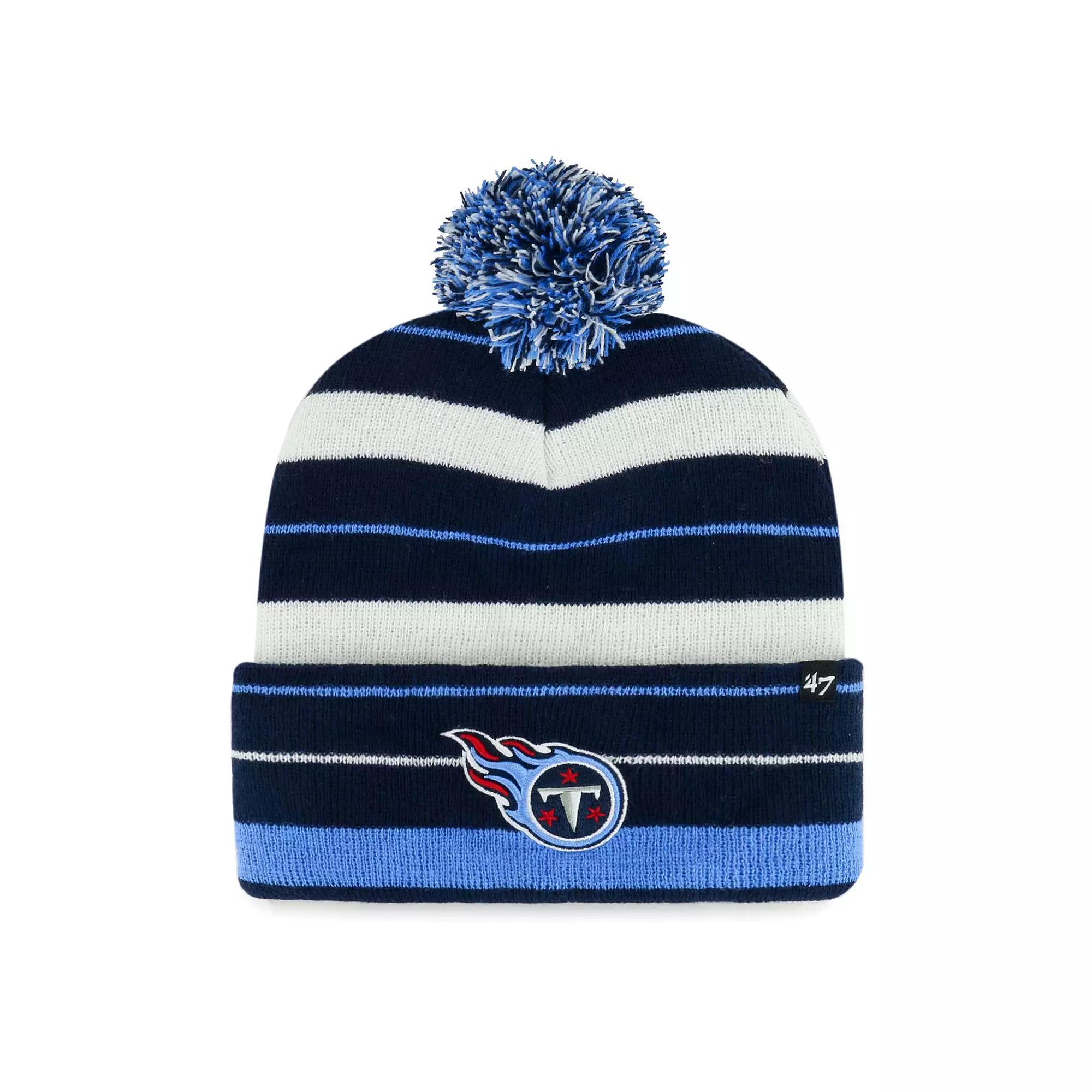 Mens 47 Tennessee Titans Powerline Cuffed Knit Hat with Pom, Blue Product Image