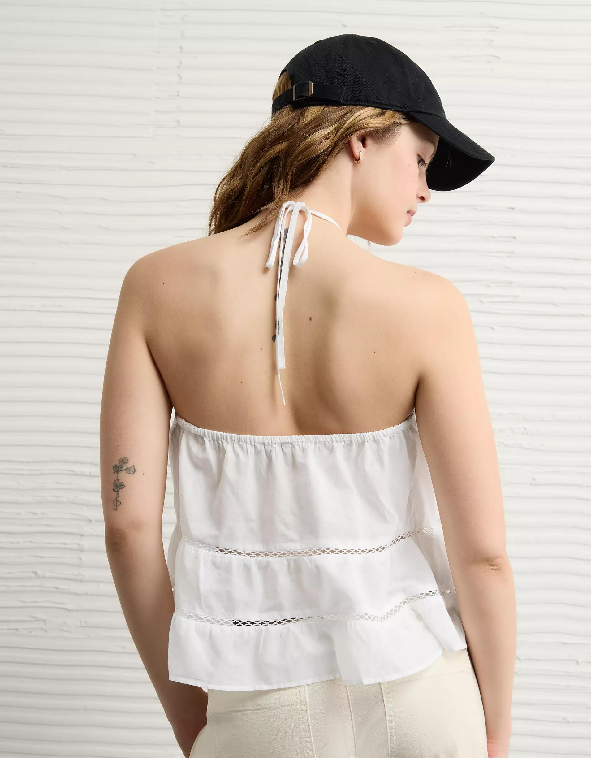 AE Y-Neck Lacy Halter Top Product Image