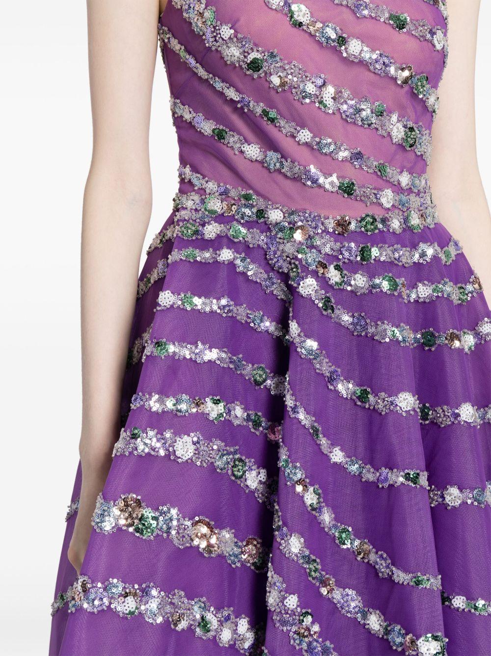 one-shoulder beaded tulle dress Product Image