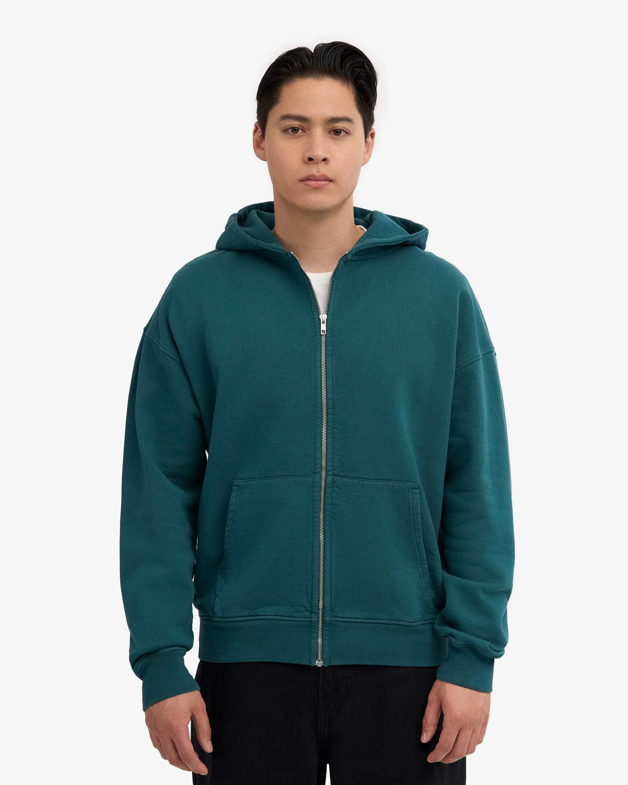 Organic Oversized Zip Hood - Ocean Green Product Image