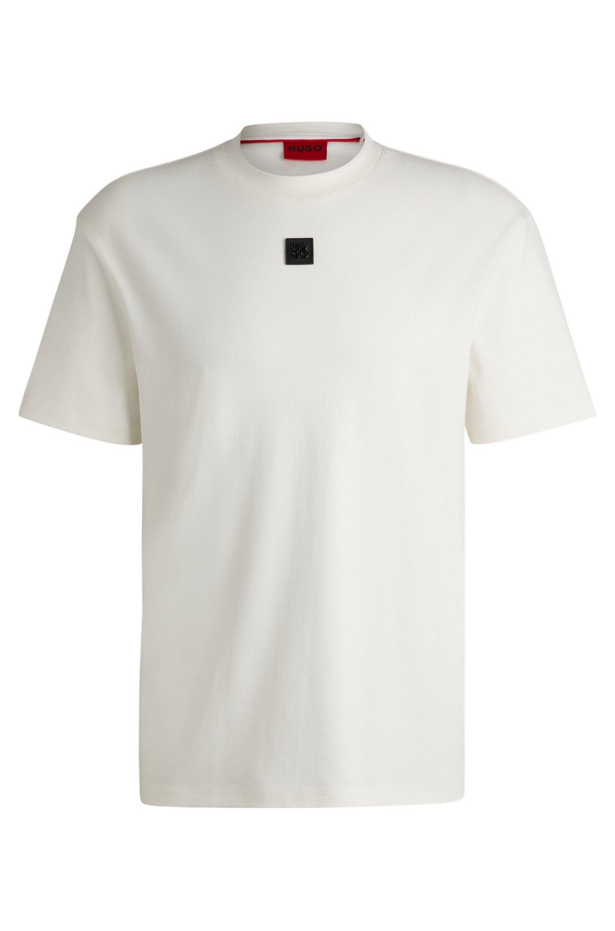 Interlock-cotton T-shirt with metallic stacked-logo badge Product Image