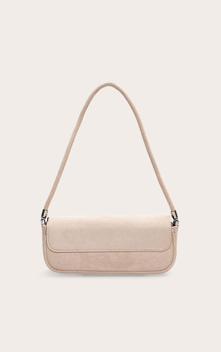 Cream Faux Suede Skinny Elongated Shoulder Bag Product Image