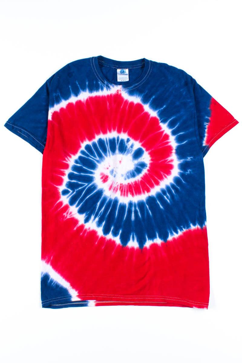Red Blue Spiral Tie Dye Shirt Product Image