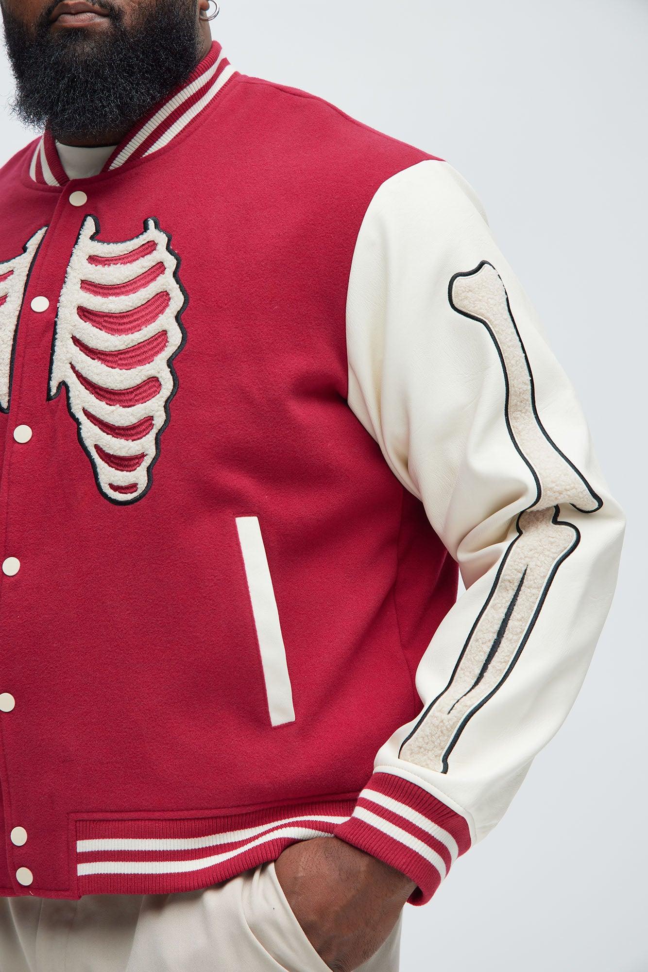 Skeleton Varsity Jacket - Red/White Product Image