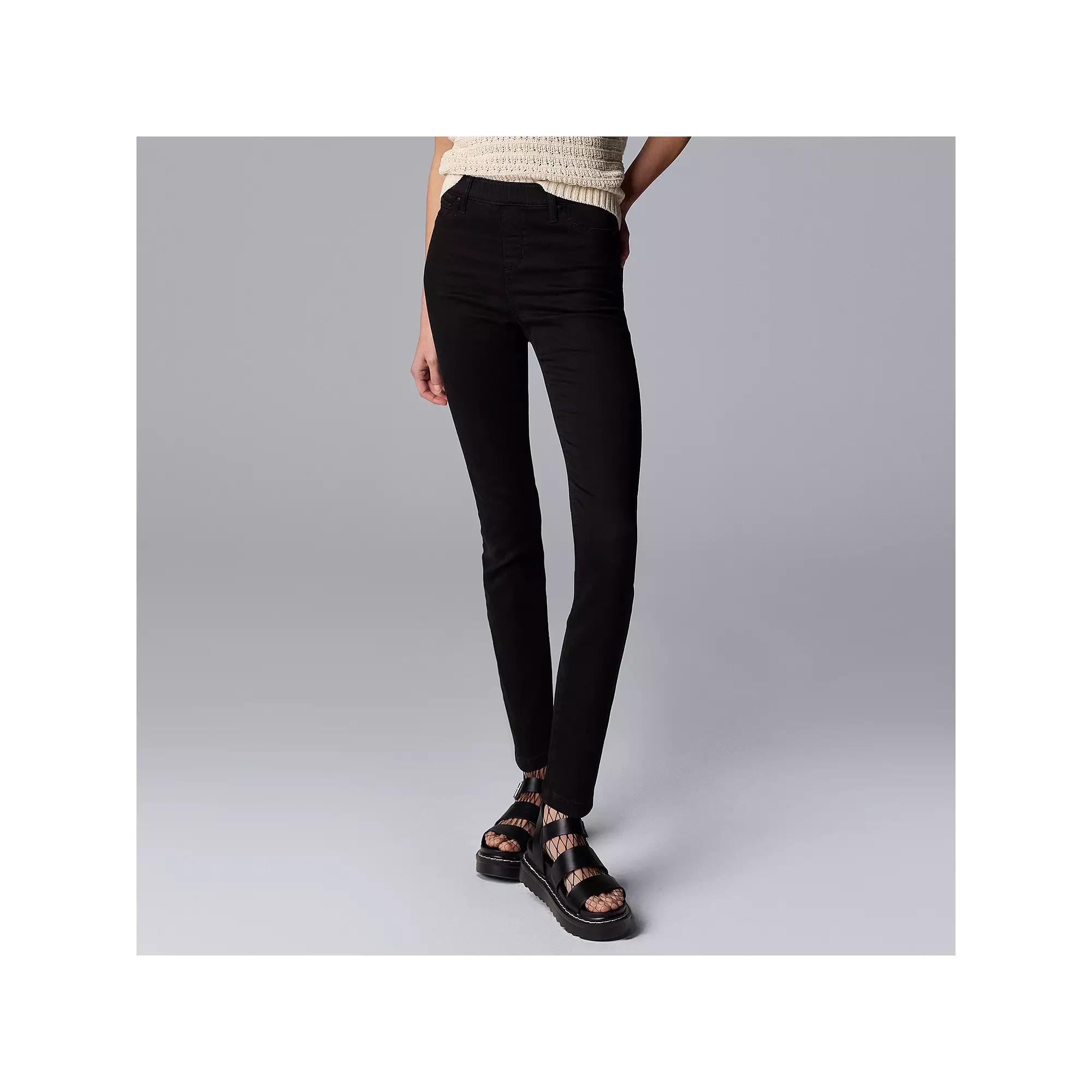 Women's Simply Vera Vera Wang Mid-Rise Denim Shaping Leggings, Size: XL, Black Rinse Product Image