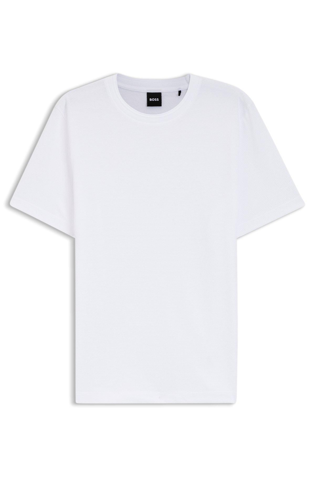 Bubble-jacquard structure T-shirt in a cotton blend Product Image
