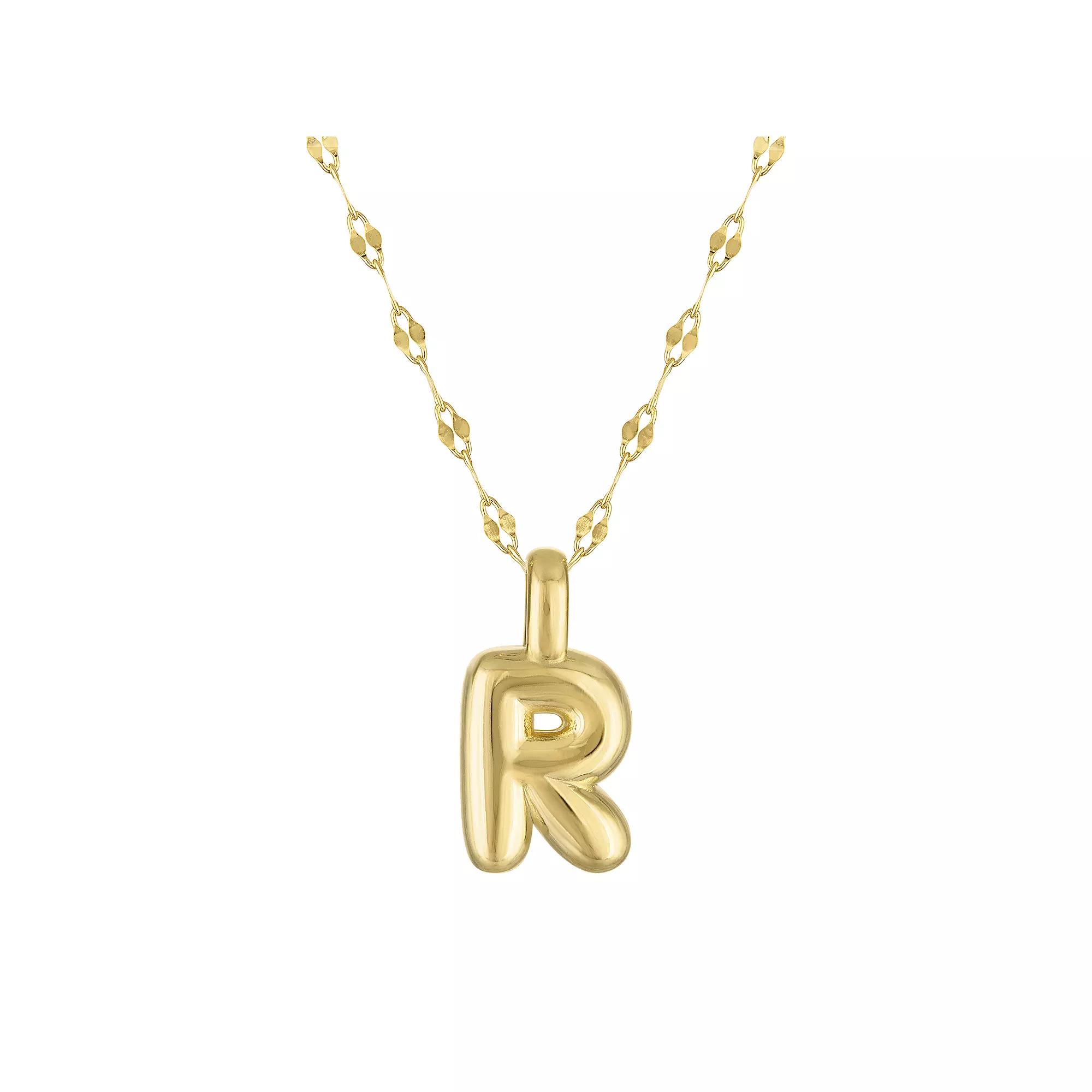 Junior Jewels 14k Gold Over Silver Bubble Initial Pendant Necklace, Women's, Size: 15.5", Gold Tone R Product Image