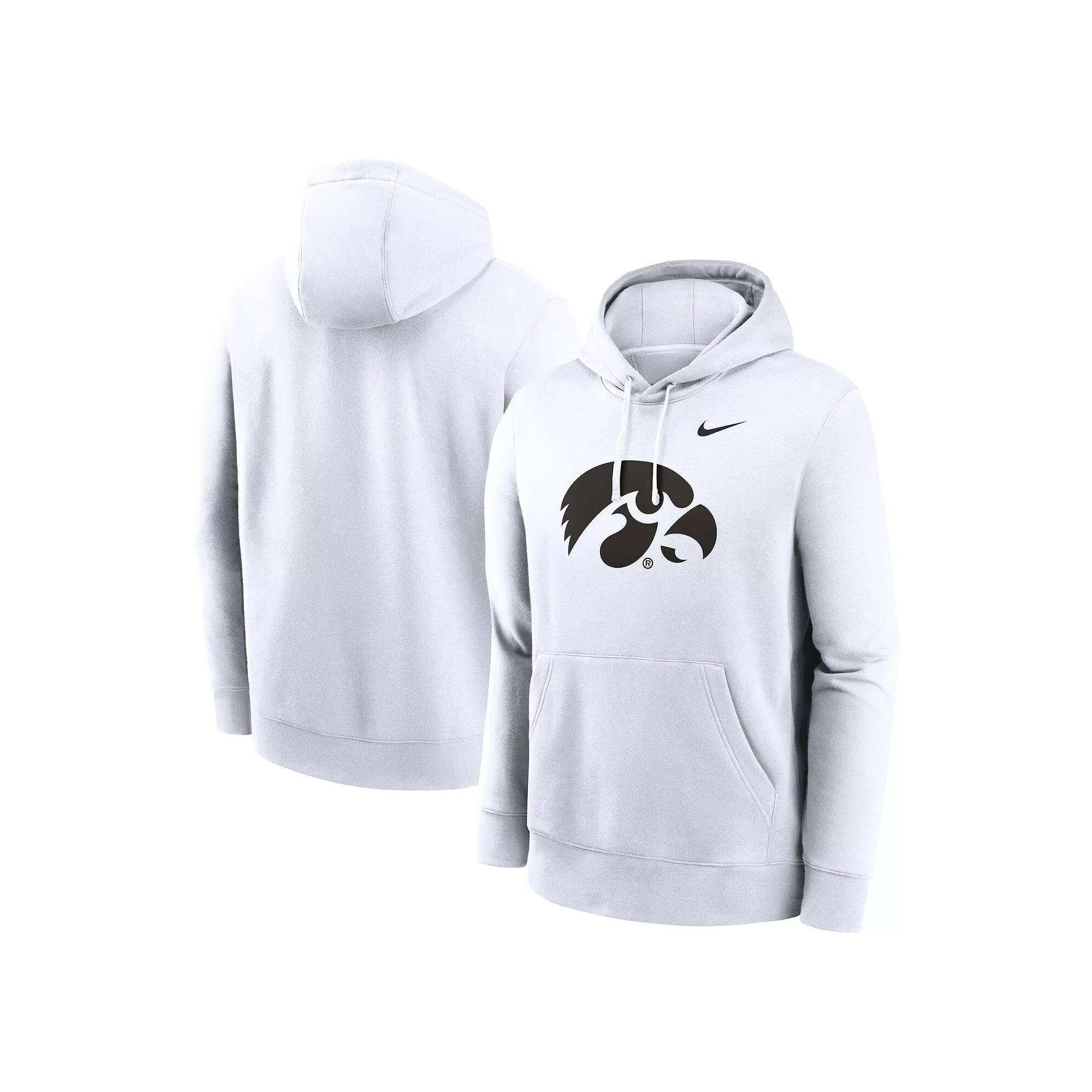 Men's Nike White Iowa Hawkeyes Primetime Evergreen Club Fleece Pullover Hoodie, Size: 2XL Product Image