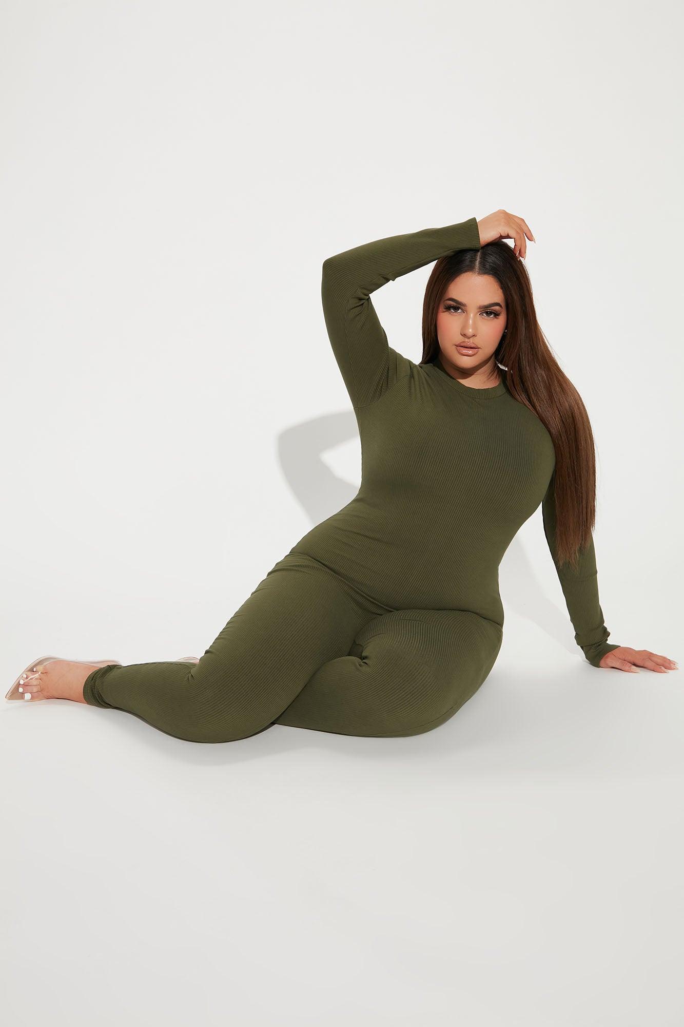 Maribel Snatched Jumpsuit - Olive Product Image