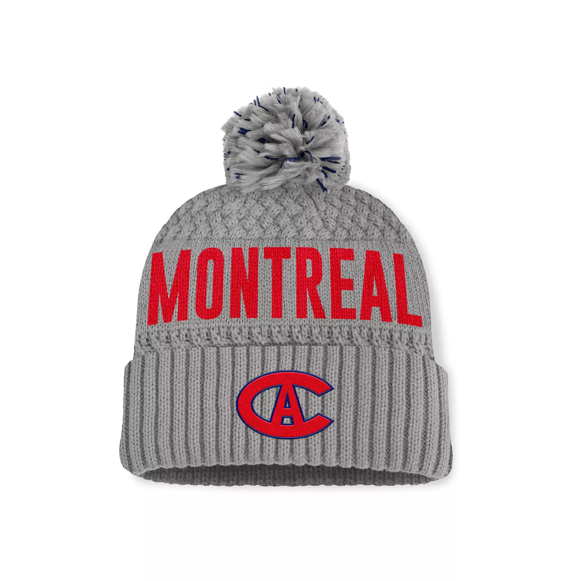 Women's Fanatics  Gray Montreal Canadiens Heritage Tilly Cuffed Knit Hat with Pom, Cnd Grey Product Image