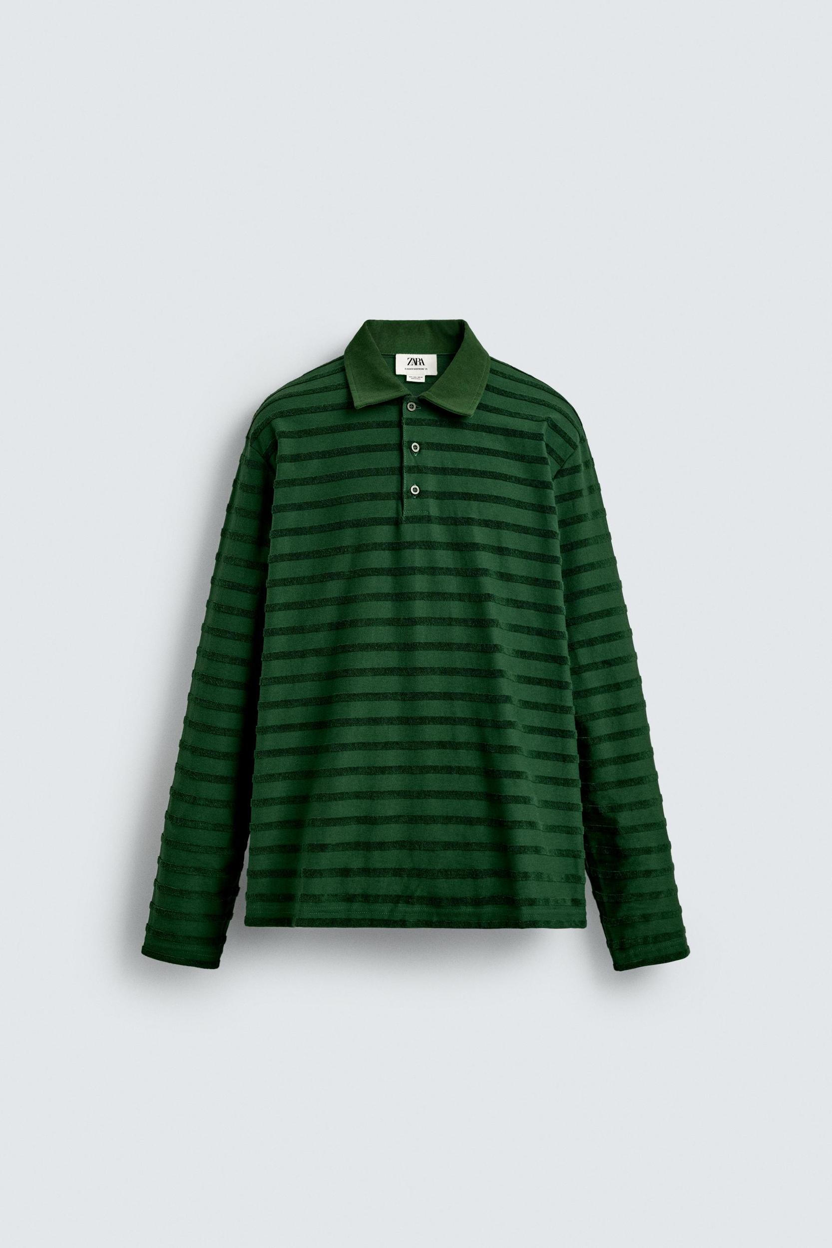 JACQUARD STRIPED TERRY POLO SHIRT Product Image