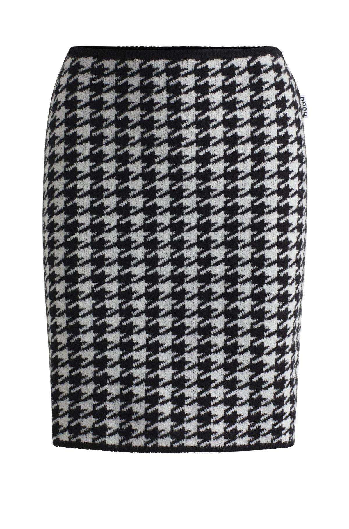 Slim-fit mini skirt in a houndstooth cotton blend Product Image
