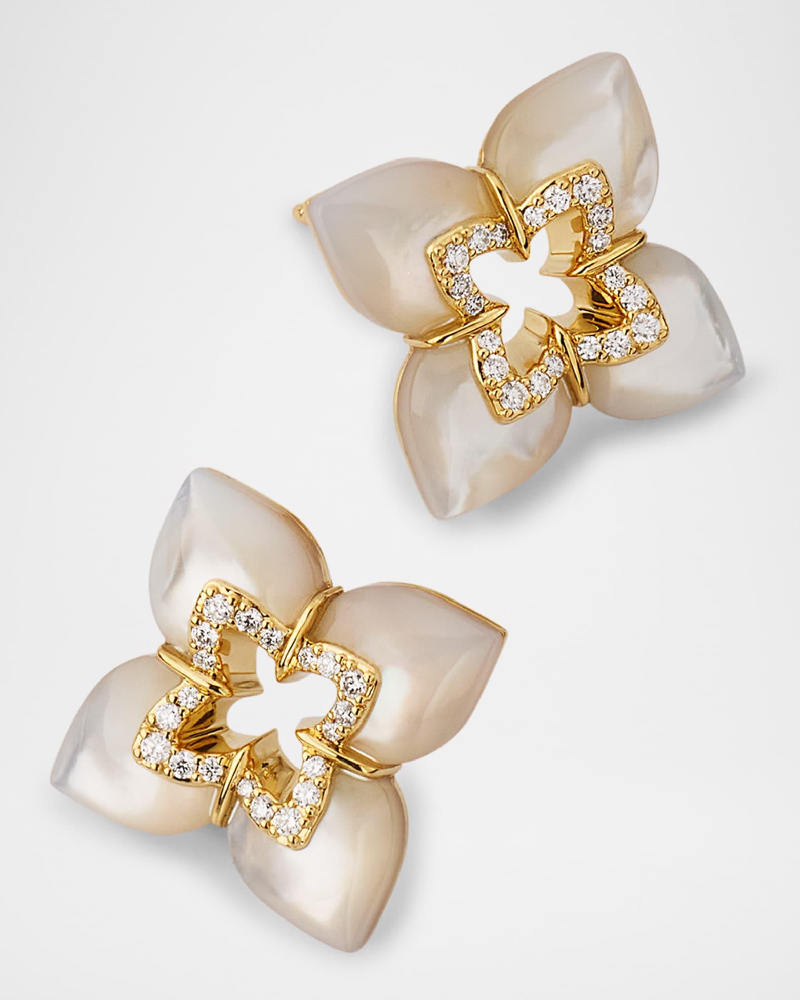 18K Yellow Gold Venetian Princess Stud Earrings with Diamonds Product Image